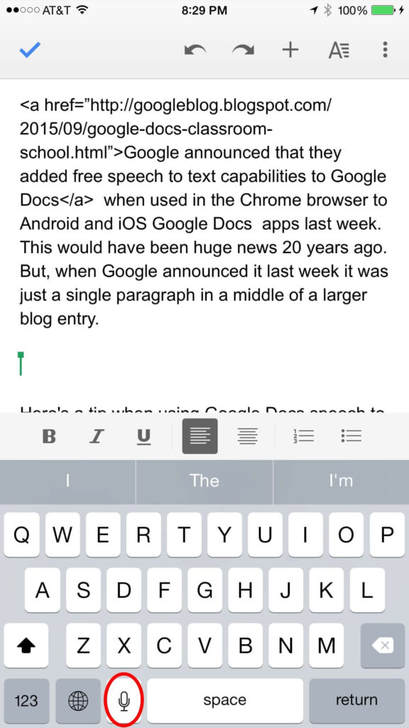 How to dictate on Google Docs from smartphones and tablets