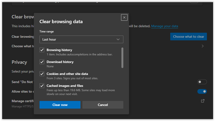 clear browsing data
