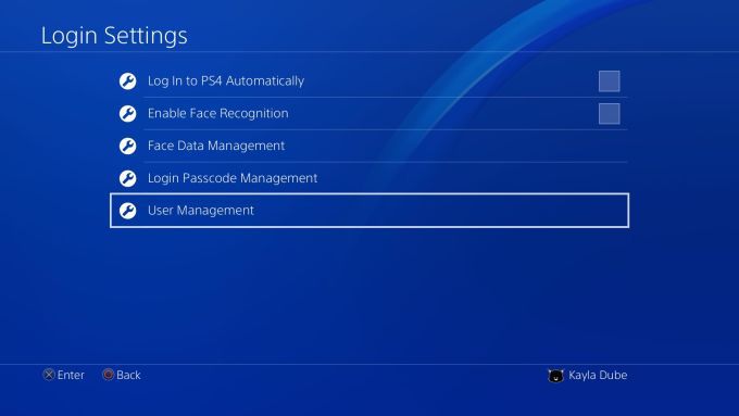 User Management Access the PS4 PlayStation Network
