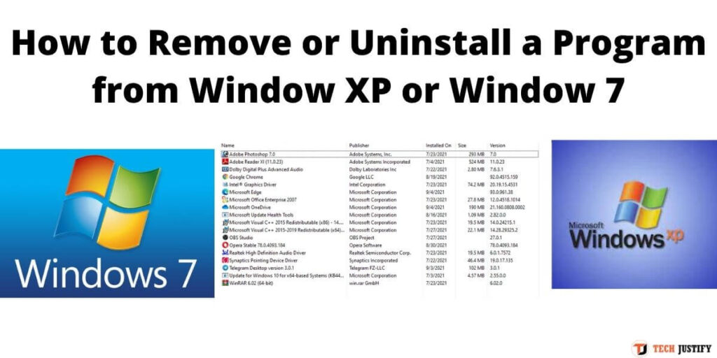How to Remove or Uninstall a Program from Window XP or Window 7