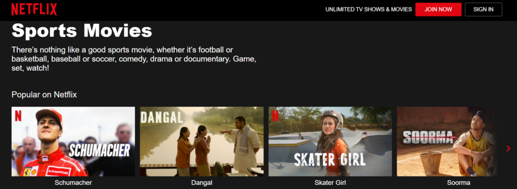 Related Sports movies Netflix Codes: