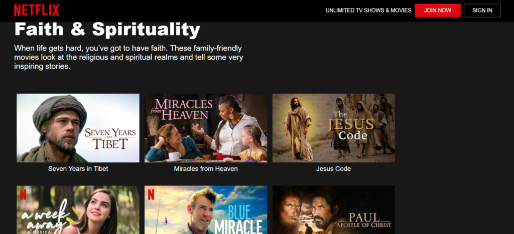 Related Faith and spirituality Netflix Codes: