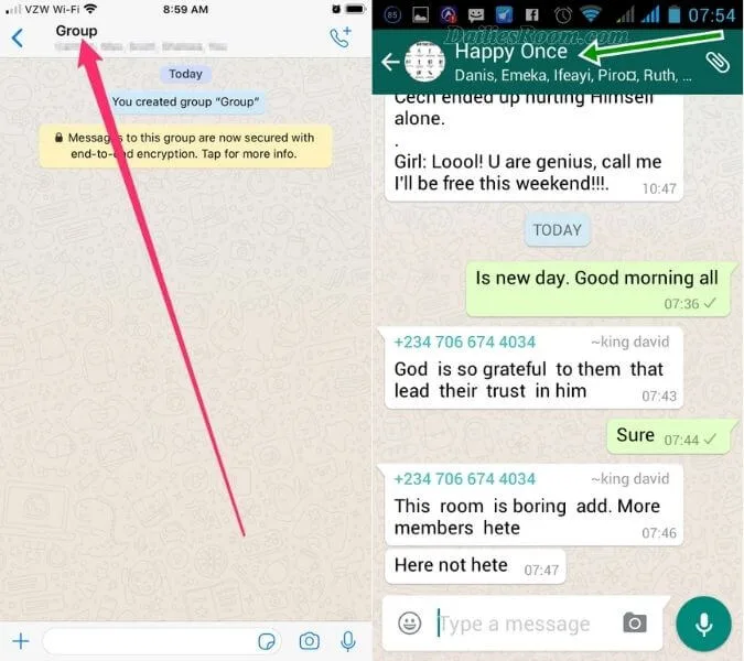 open the whatsapp group