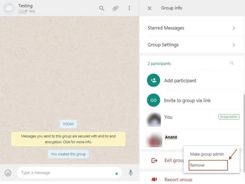 whatsapp Remove the people like admin and all