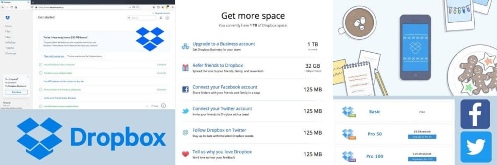 Free Dropbox: How to increase the storage space of a Basic account