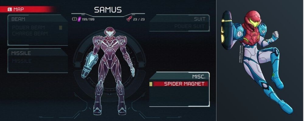  Samus which will deal damage to him without having the correct suit