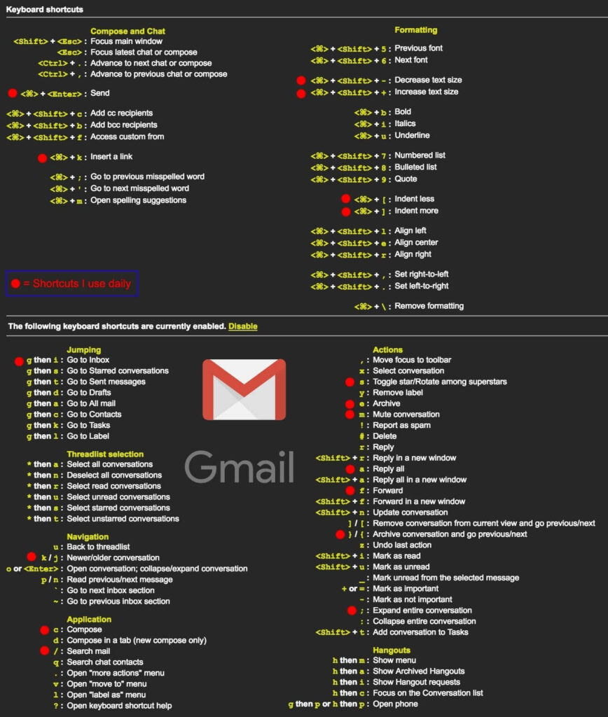 gmail Hidden Features We use keyboard gmail shortcuts 