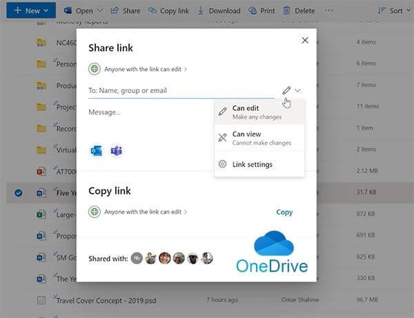 Onedrive features Real-time sharing and collaboration