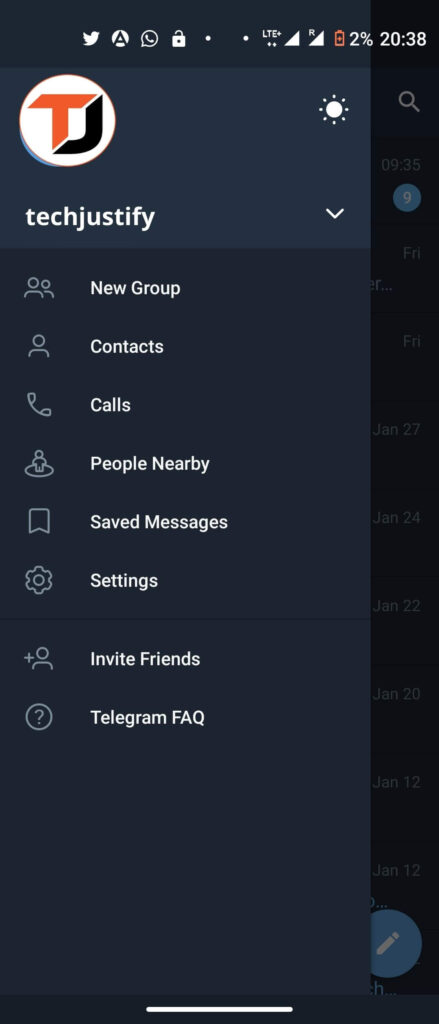 How to open menu telegram