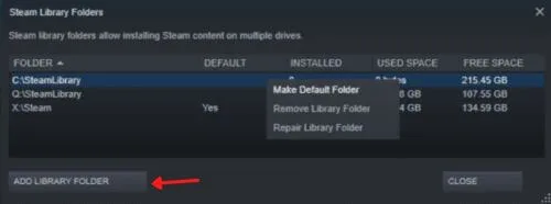 Add New Library Folder in Steam?
