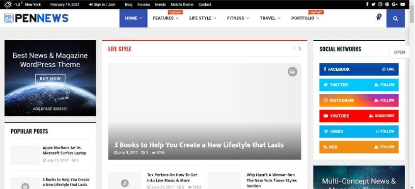 Top 10 Best WordPress Magazine Themes 2022 - PenNews – The typical news magazine