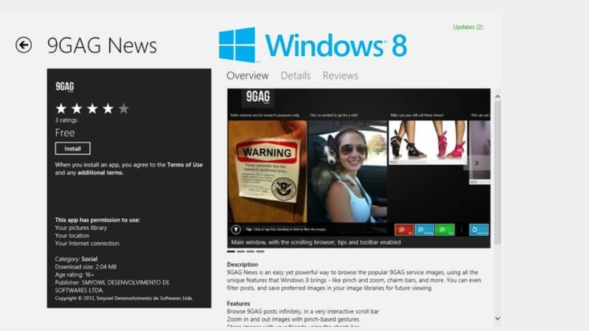 best social apps for Windows 8 : News 9GAG