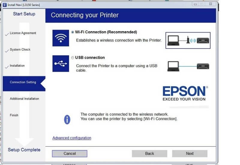 Connecting your Printer Epson L3256 