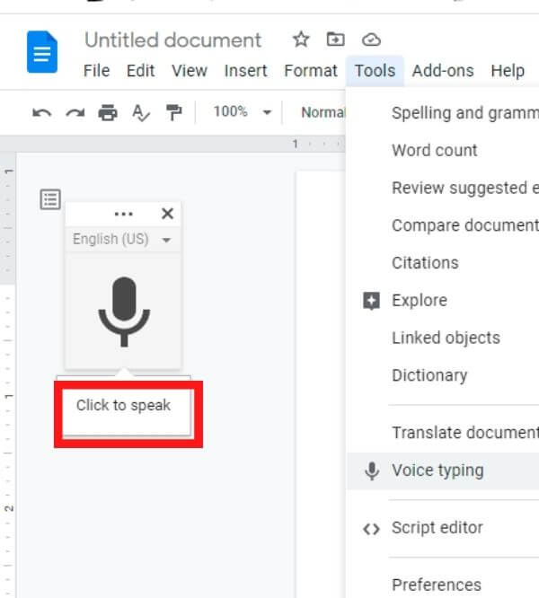 Google Doc Voice To text 1