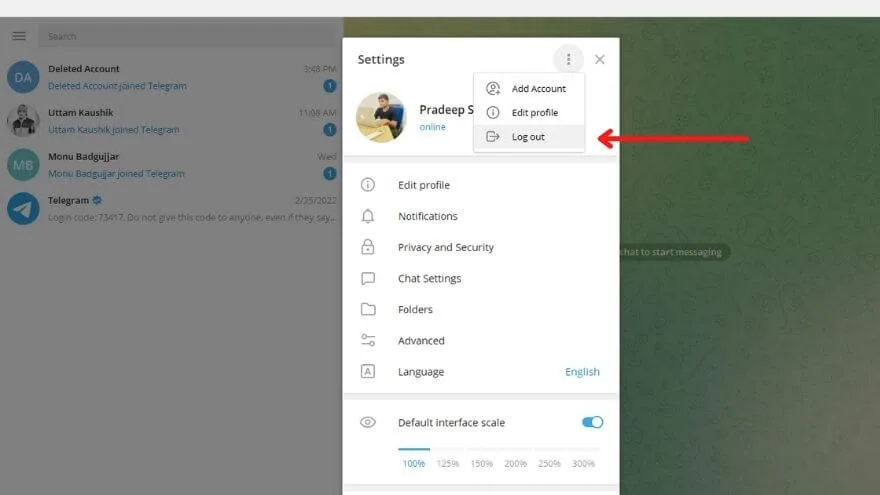 How to Logout Telegram Web From Desktop