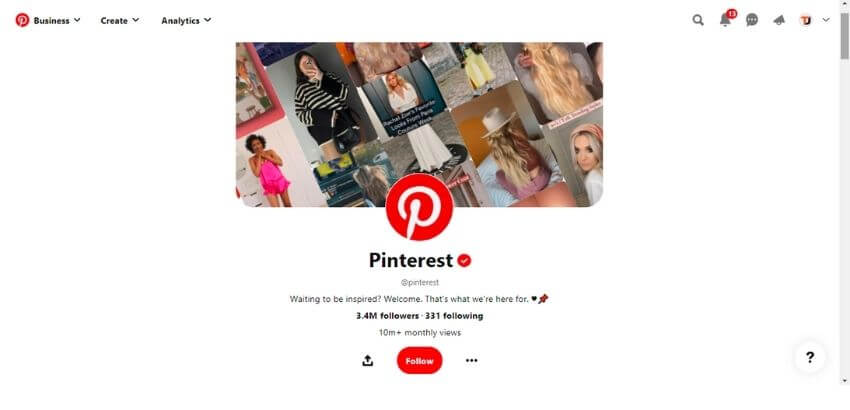 Pinterest profile 1