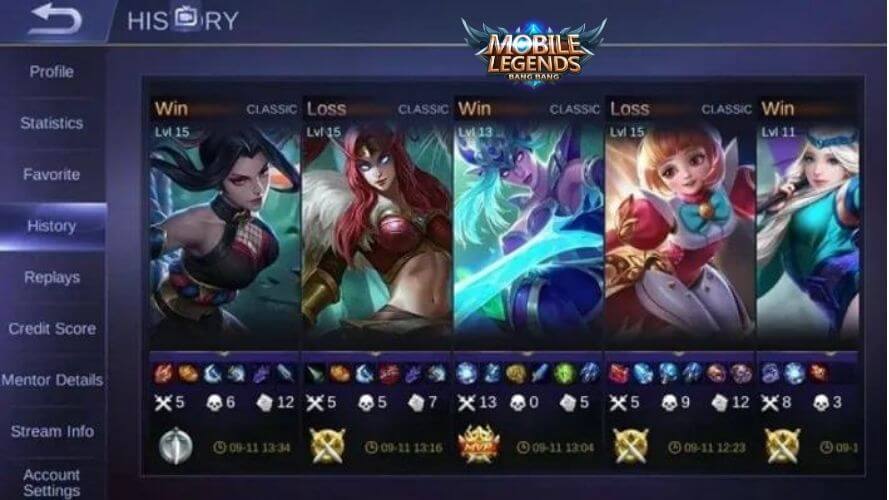 hide history in Mobile Legends  (Latest ML)