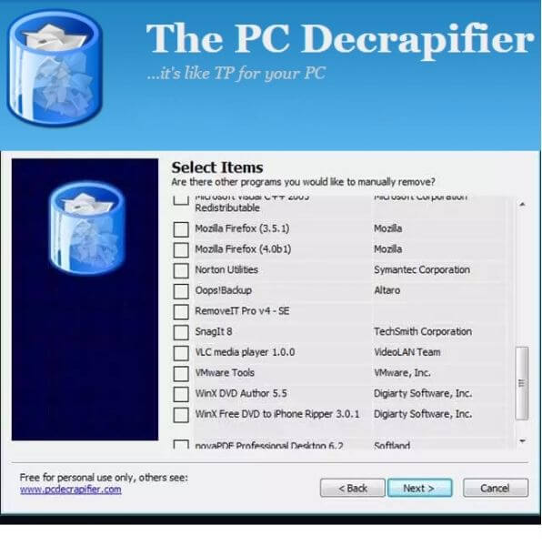 5 Free PC cleaner for Speed ​​Up PC The PC Decrapifier 