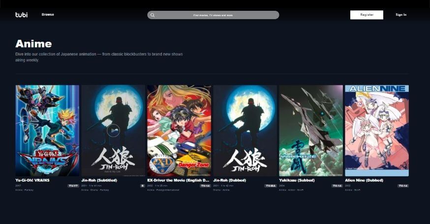 8 Giganima like apps to watch anime on iPhone: Tubi TV