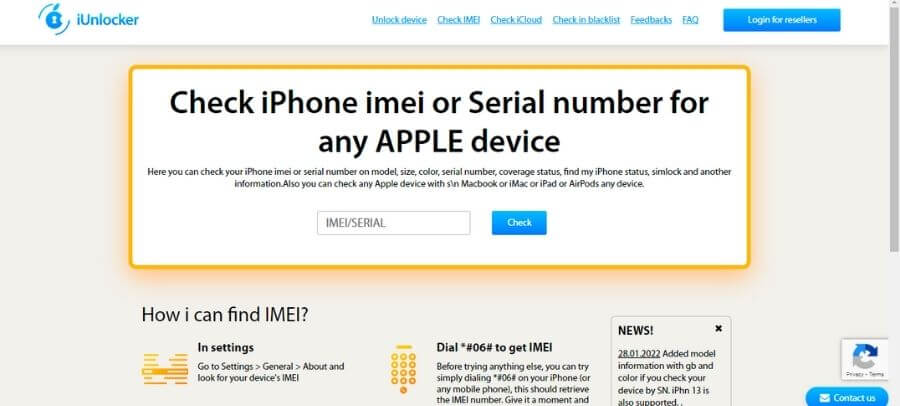 Check iCloud with IMEI - iUnlocker - Check IMEI iPhone or Serial Apple FREE