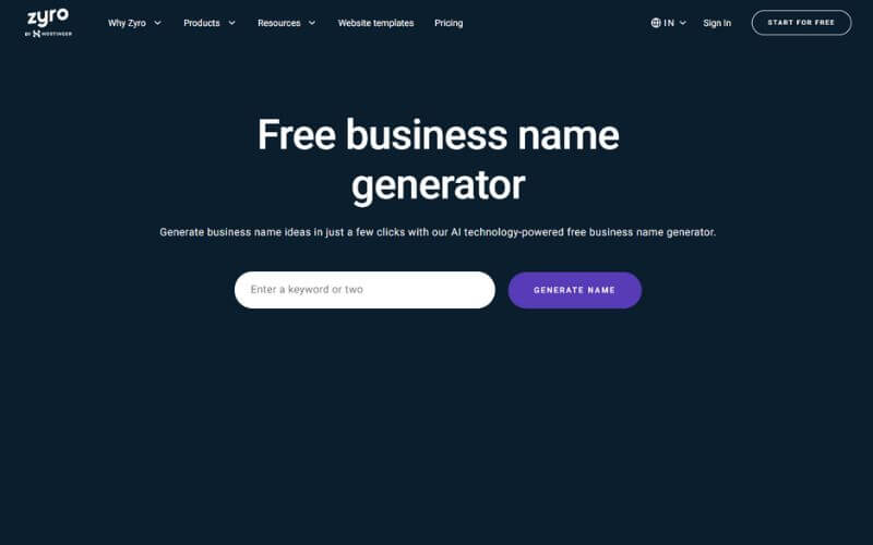 Zyro’s Business Name Generator