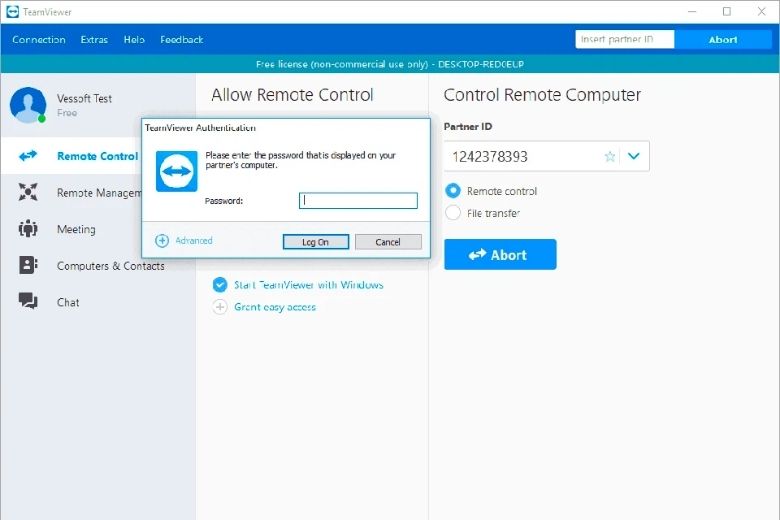 How to use teamviewer add password