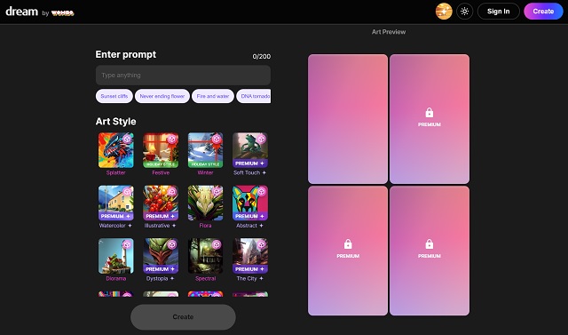 Dream by WOMBO image generator